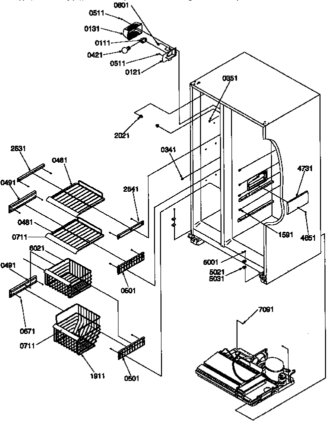 Freezer shelves and light