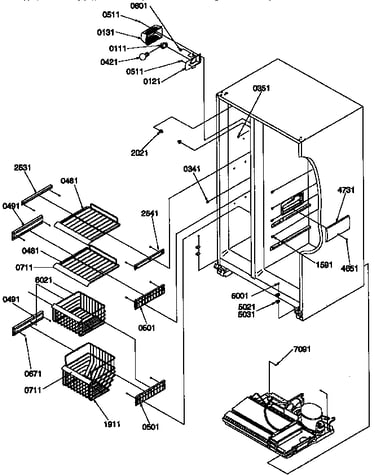 Freezer shelves and light