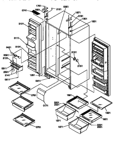 Shelves, lights and hinges