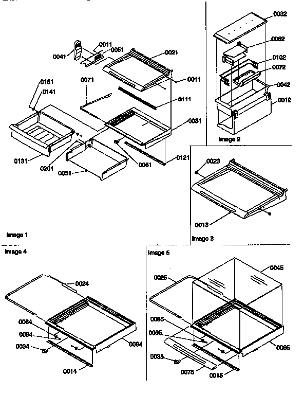 Deli, shelves, crisper assemblies