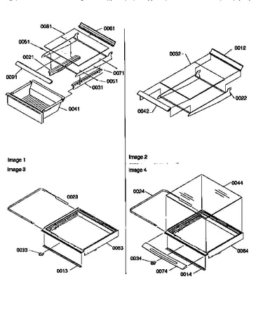 Dell, shelf, and crisper assemblies