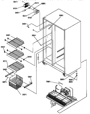 Freezer shelves and light