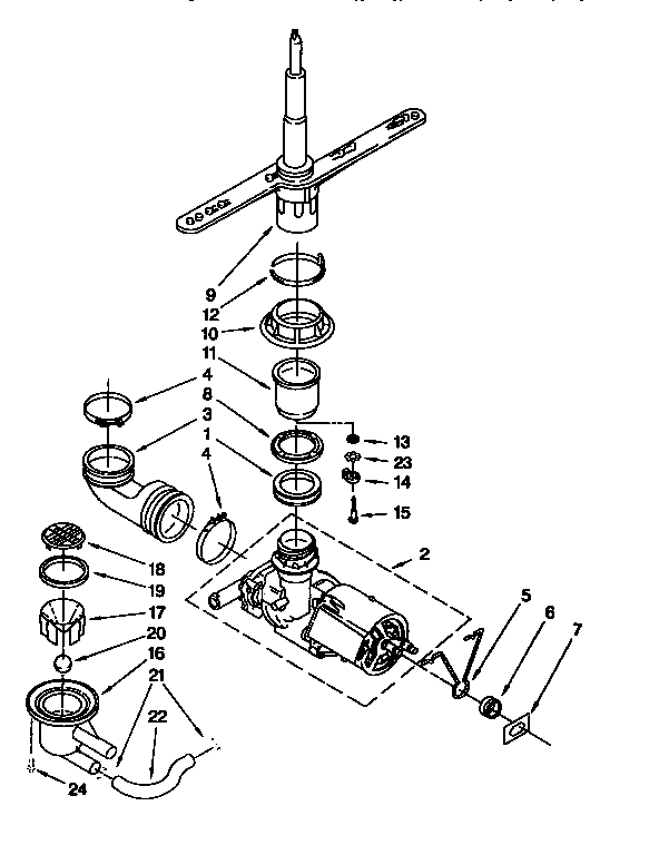 Pump and spray arm