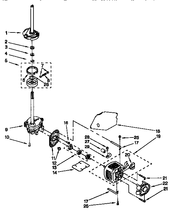 Gearcase , motor and pump
