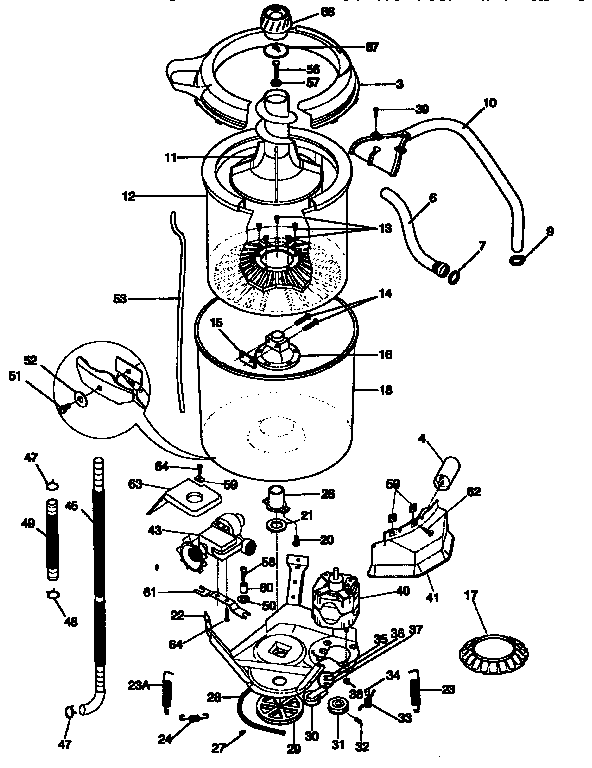 Tub, basket, and agitator