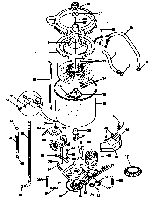 Tub, basket, and agitator