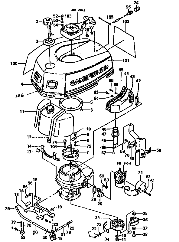 Tank, clutch and muffler
