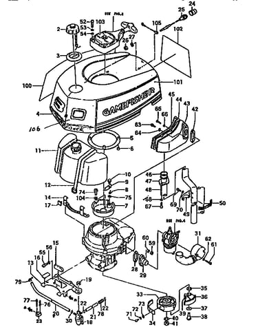 Tank, clutch and muffler