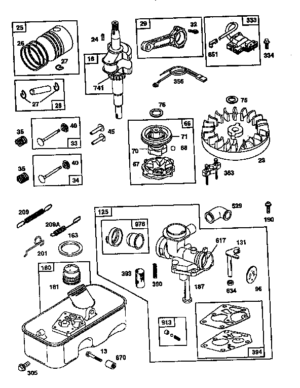 CARBURETOR AND FLYWHEEL ASSEMBLY