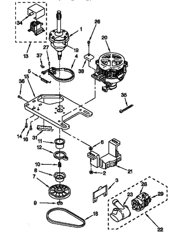 Gearcase, motor and pump