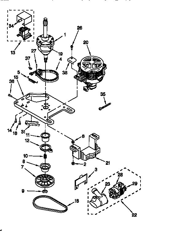 Gearcase, motor and pump