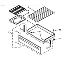 Whirlpool RF302BXEQ1 drawer and broiler diagram