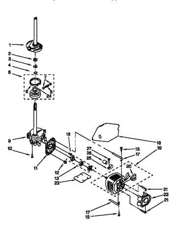 Gearcase, motor and pump
