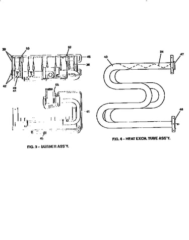 Fig. 3- burner assembly and fig. 4- heat exch tube assembly