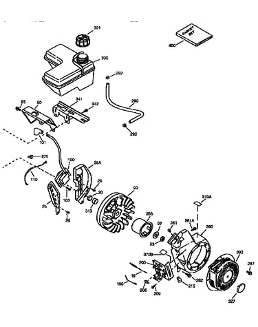 Fuel tank and flywheel assembly