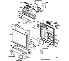 GE GSD4310Y73AA escutcheon & door assembly diagram