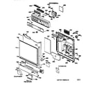 GE GSD4320Y73BB escutcheon & door assembly diagram