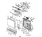 GE GSD4420X73BB escutcheon & door assembly diagram