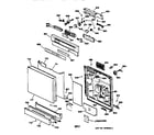 GE GSD4930X73WW escutcheon & door assembly diagram