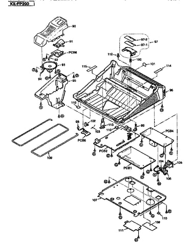 Upper cabinet/p.c.b. section