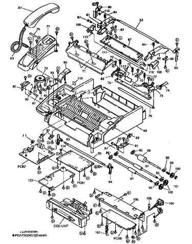 Upper cabinet/p.c.b./thermal head section