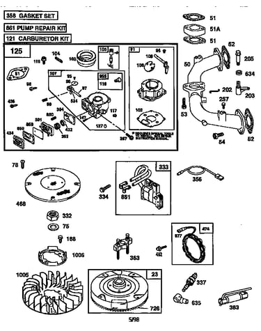 Carburetor and flywheel assembly
