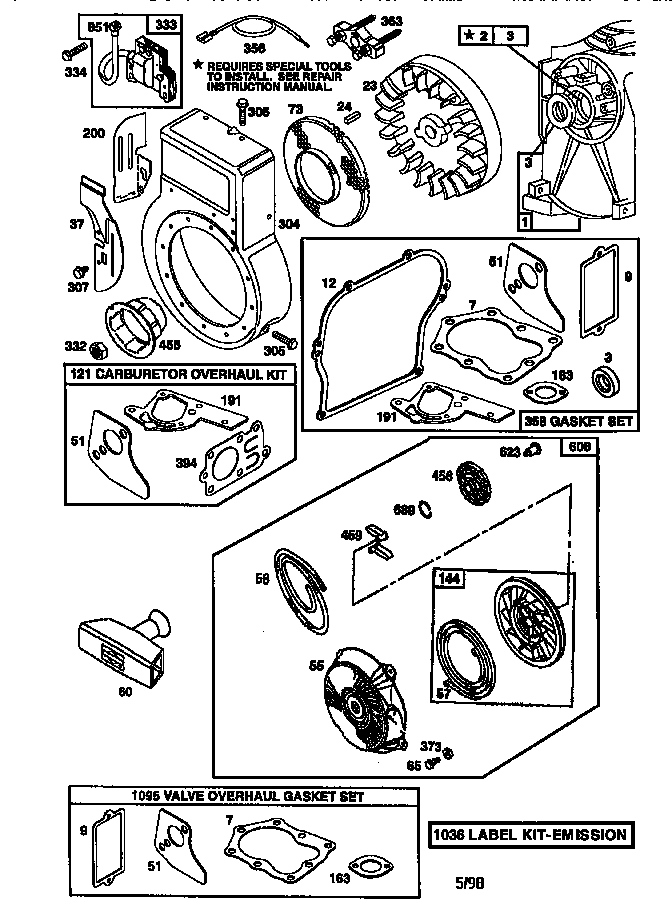 Rewind starter and flywheel assembly