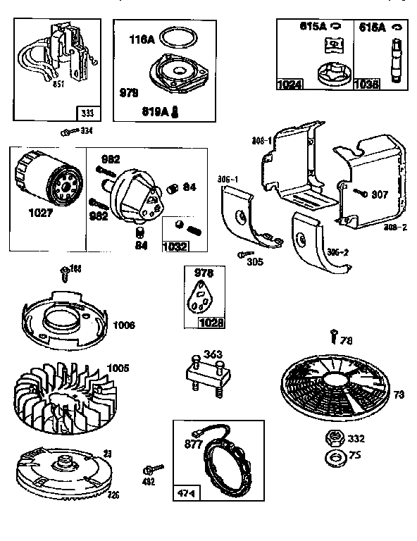 Flywheel assembly and blower housing