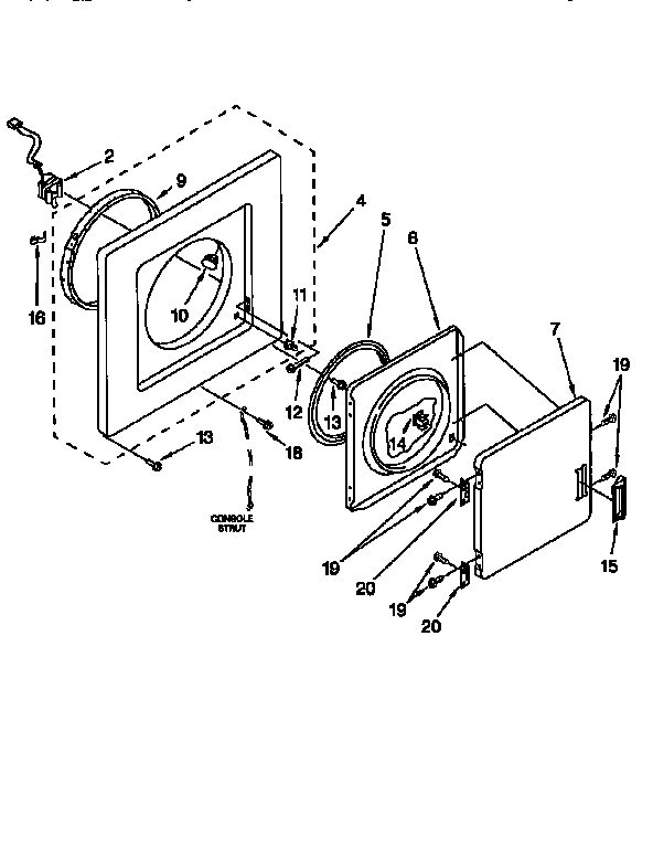 Dryer front panel and door