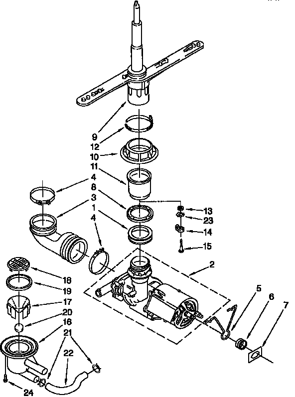 Pump and spray arm