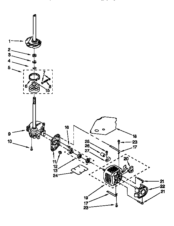 Gearcase, motor and pump
