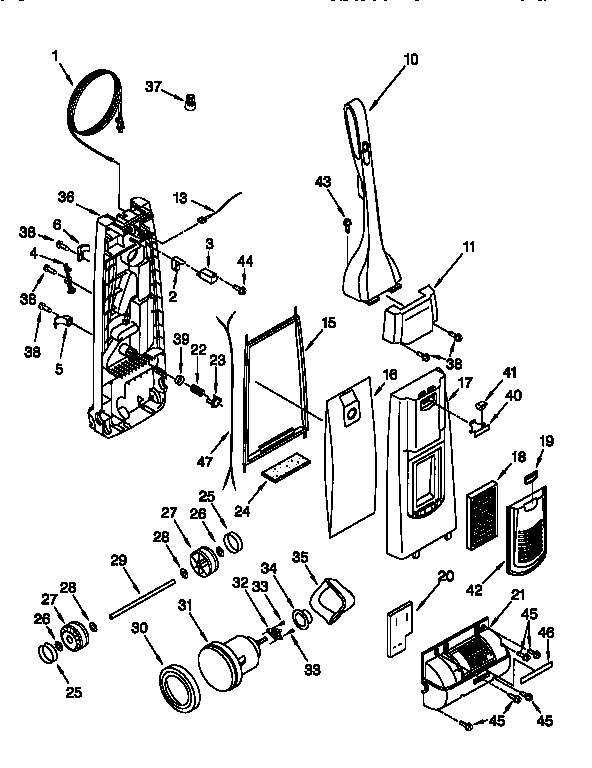Dust compartment and motor