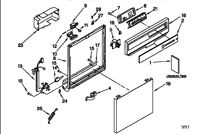Control panel and outer door panel
