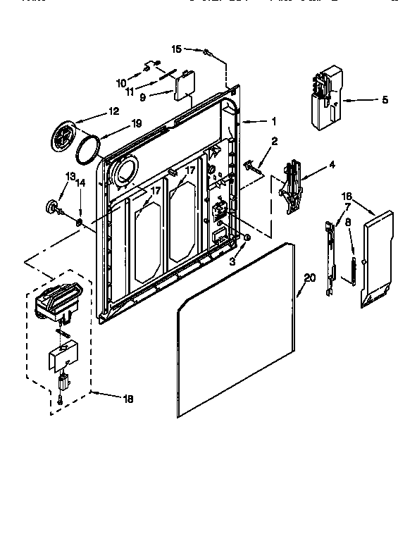 Detergent cup and inner door panel