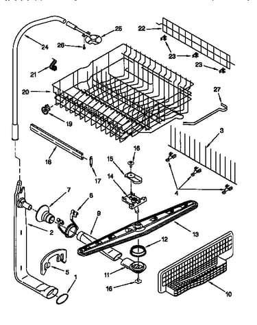 Spray arm and upper rack