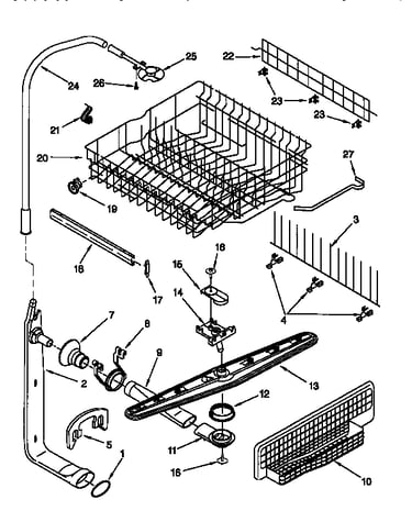 Upper dishrack and water feed