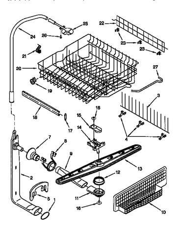 Upper dishrack and water feed