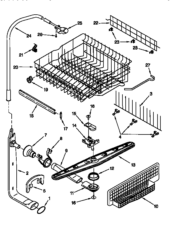 Dishracks and spray arm assembly