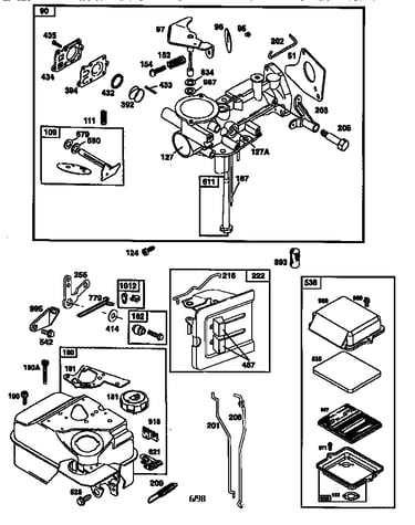 Carburetor and fuel tank assembly