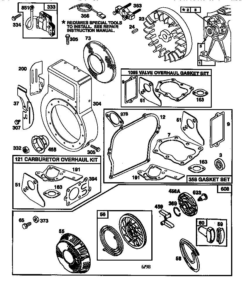 Rewind starter, blower housing, and gasket set