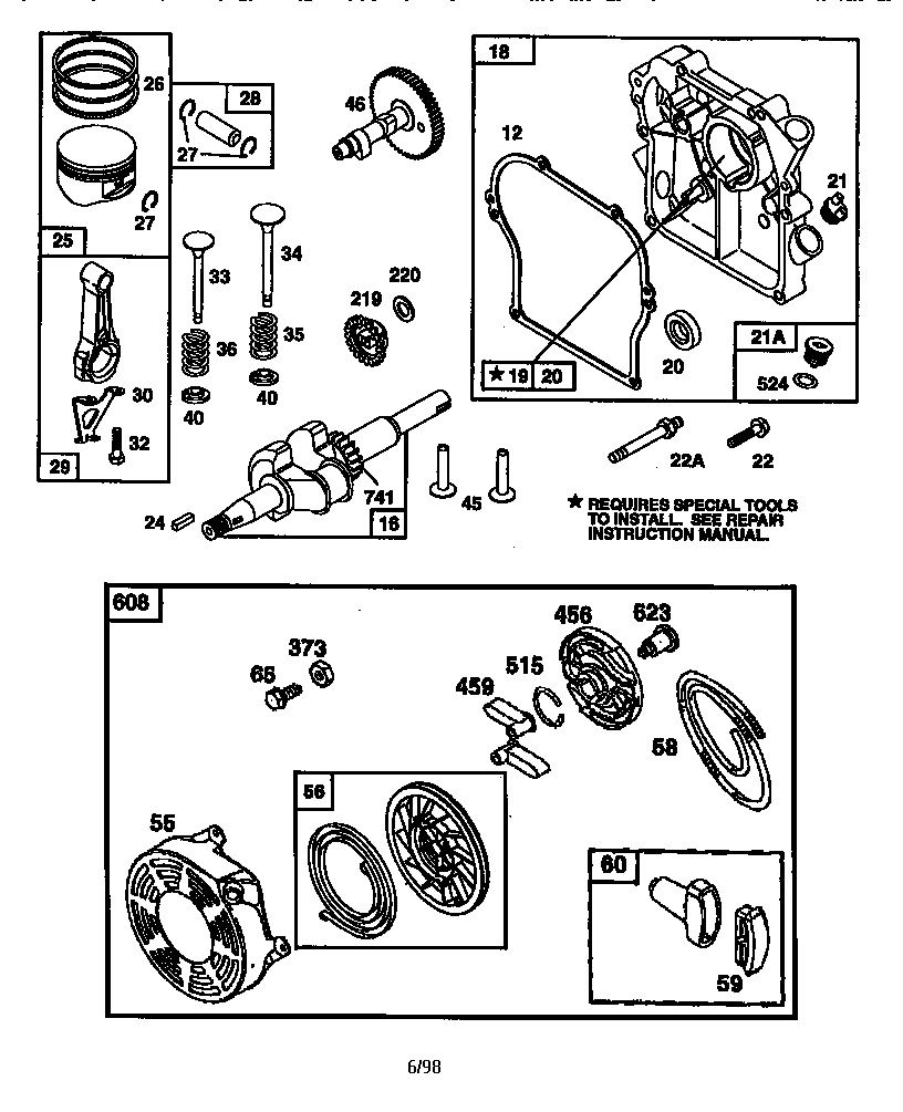 CRANKCASE COVER AND REWIND STARTER