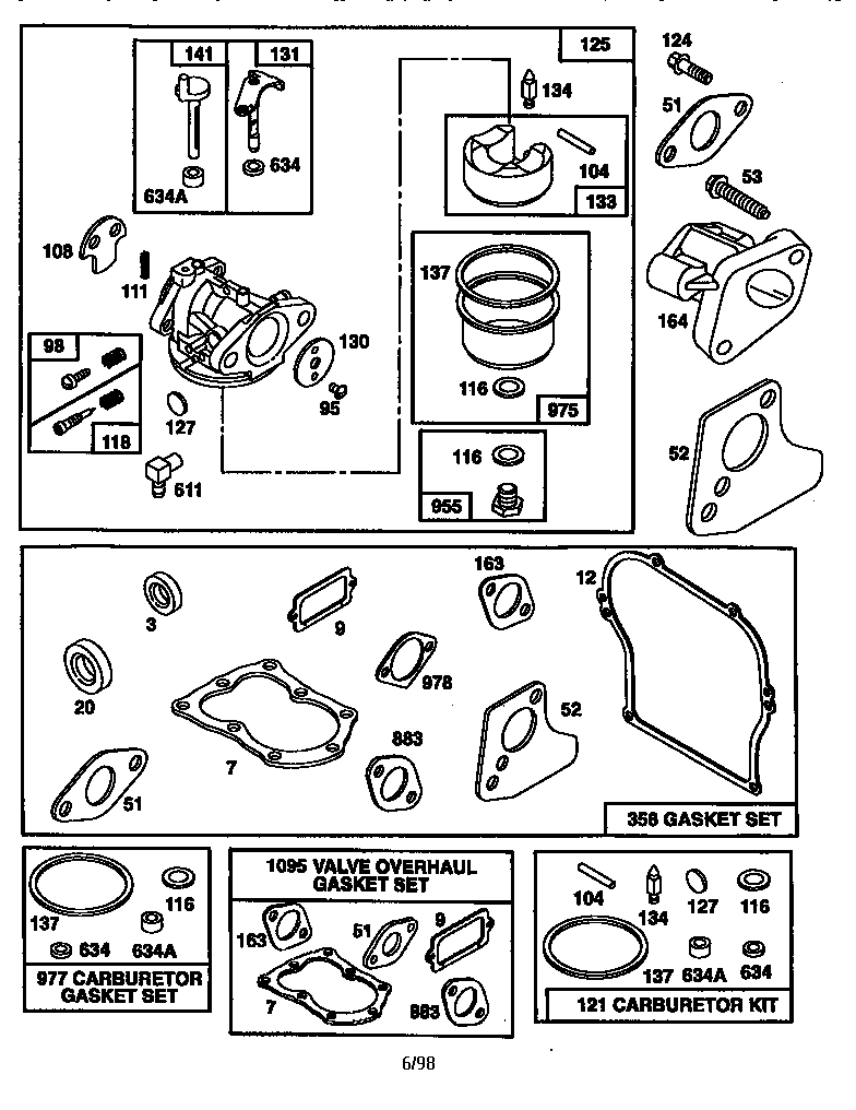 Carburetor assembly and gasket set