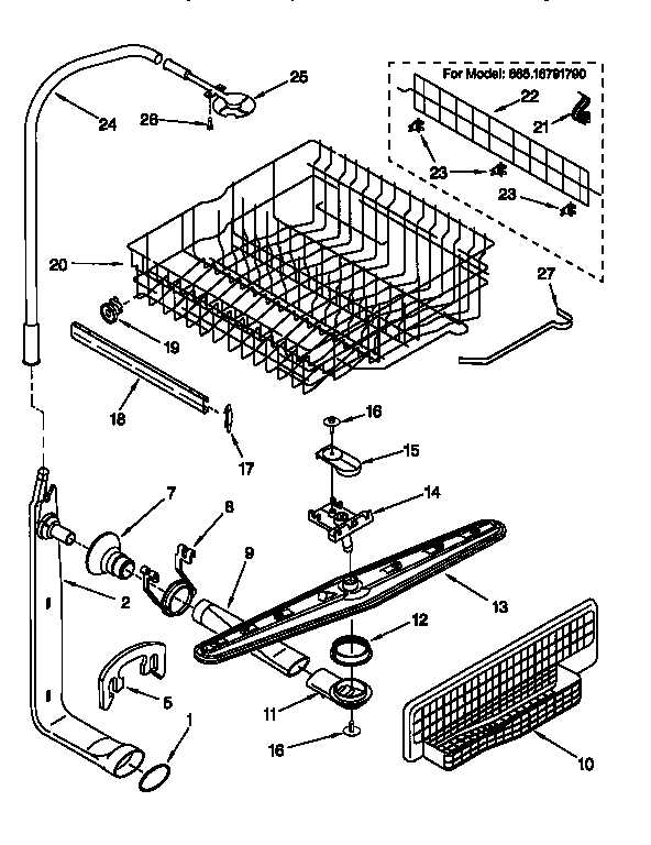 UPPER DISHRACK AND WATER FEED