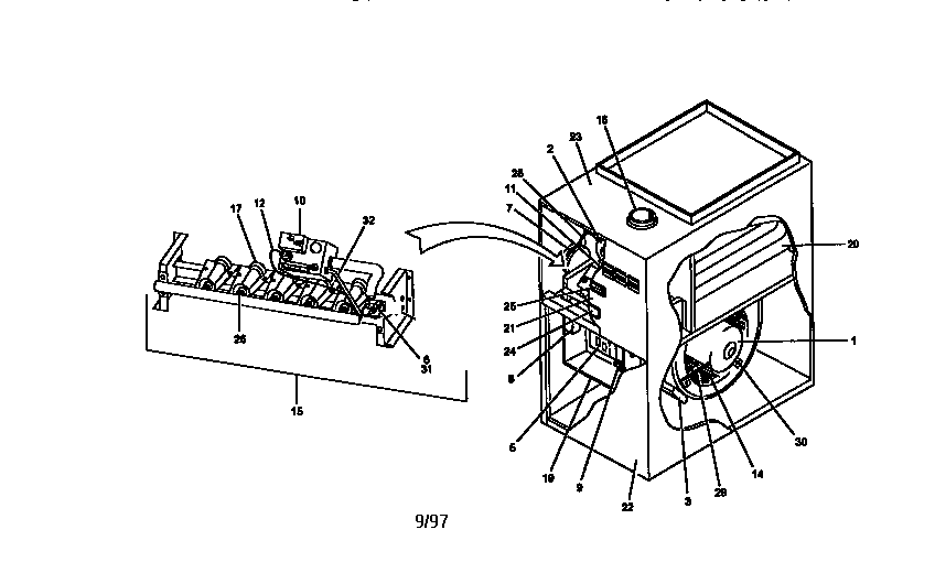 Upflow pilot ignition furnace