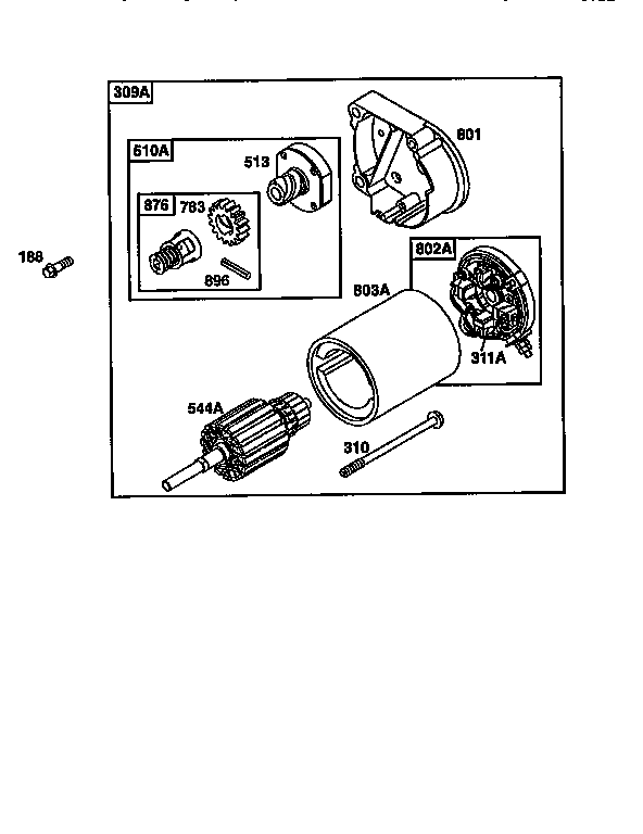Starter assembly- type-1107,1127,1201,1270,1600
