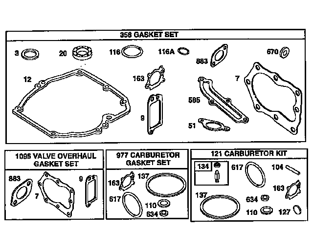 Gasket set/valve overhaul gasket set/carburetor kit