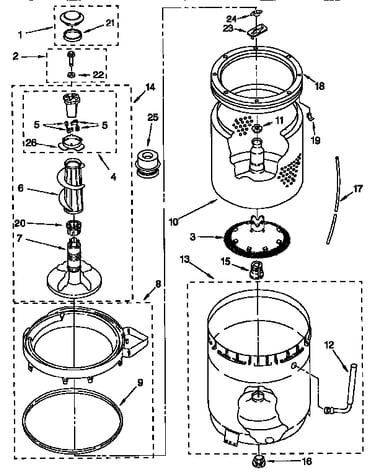 Agitator, basket and tub