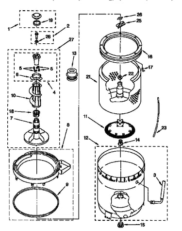 Agitator, basket and tub