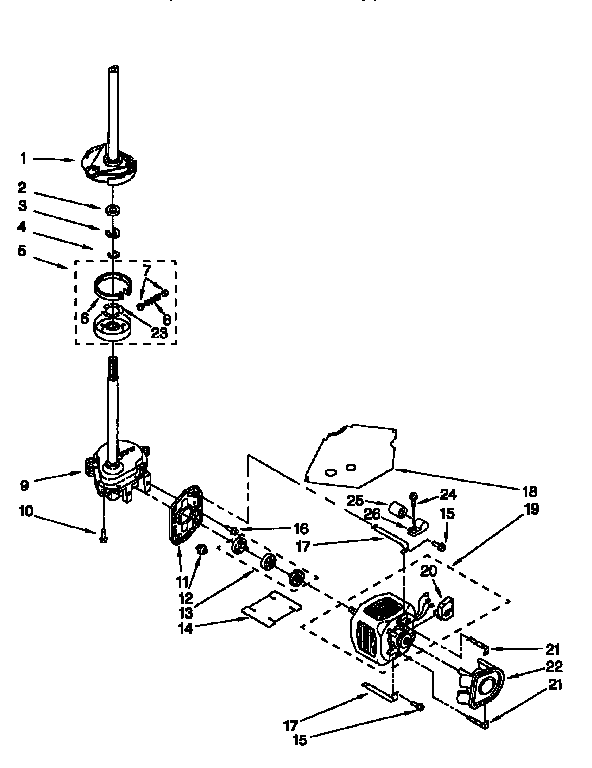 Brake, clutch, gearcase, motor and pump