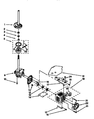 Brake, clutch, gearcase, motor and pump